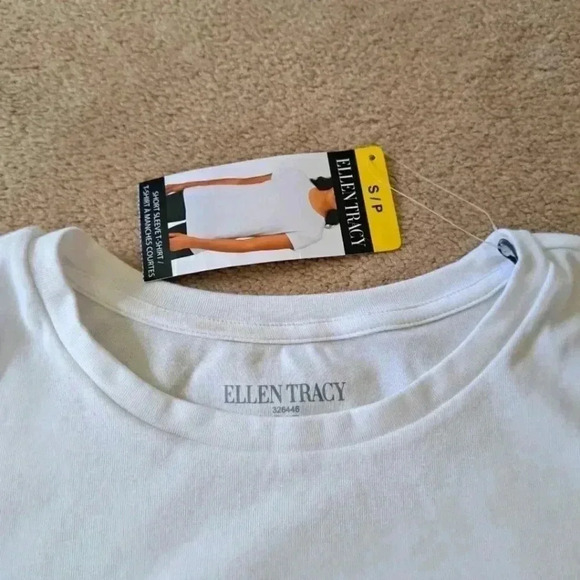 NWT Ellen  Tracy White Short Sleeved T-shirt Small Supima Cotton Women's Tee - Picture 7 of 9